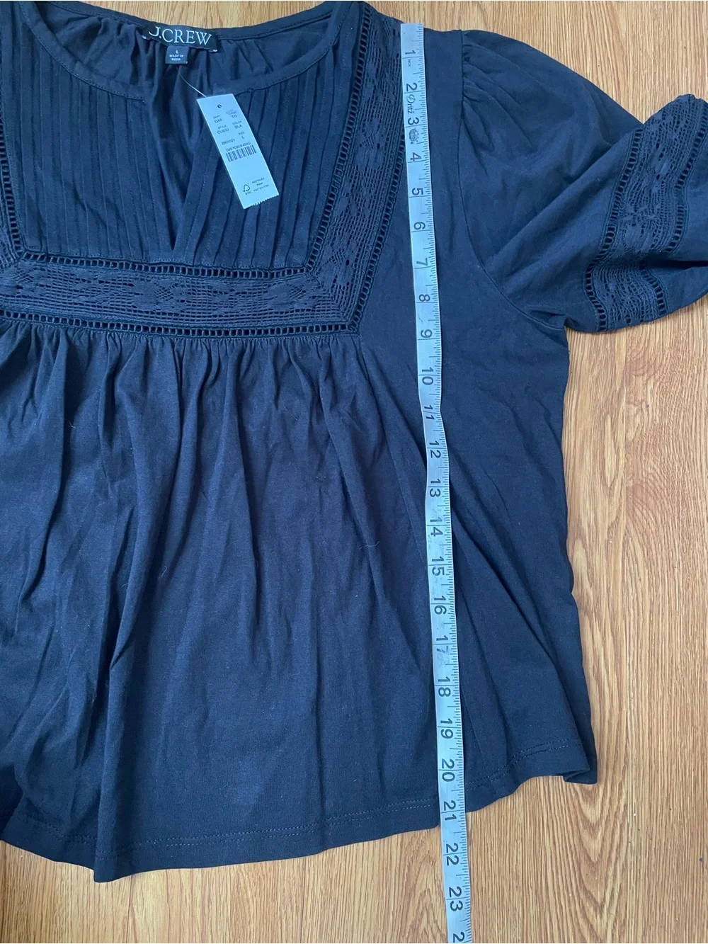 J. Crew Lace-trim puff-sleeve shirt in broken-in jersey